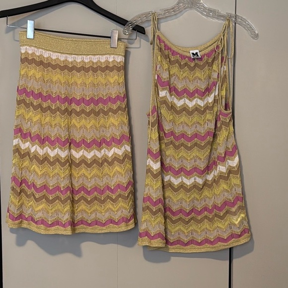 Missoni Pink Yellow Gold Chevron Knee-Length A-Line Skirt Medium - Picture 7 of 7